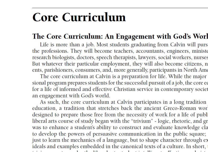 Calvin considers ‘much smaller’ core curriculum, changes coming to prelude