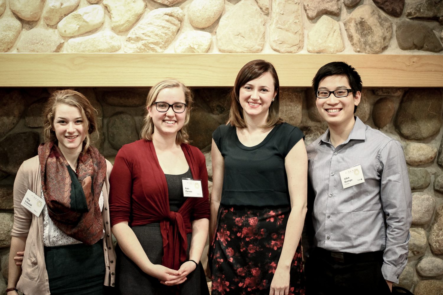 Chimes and Dialogue staff met Beaty at the Young Alumni Awards dinner. Photo courtesy Alden Hartopo.