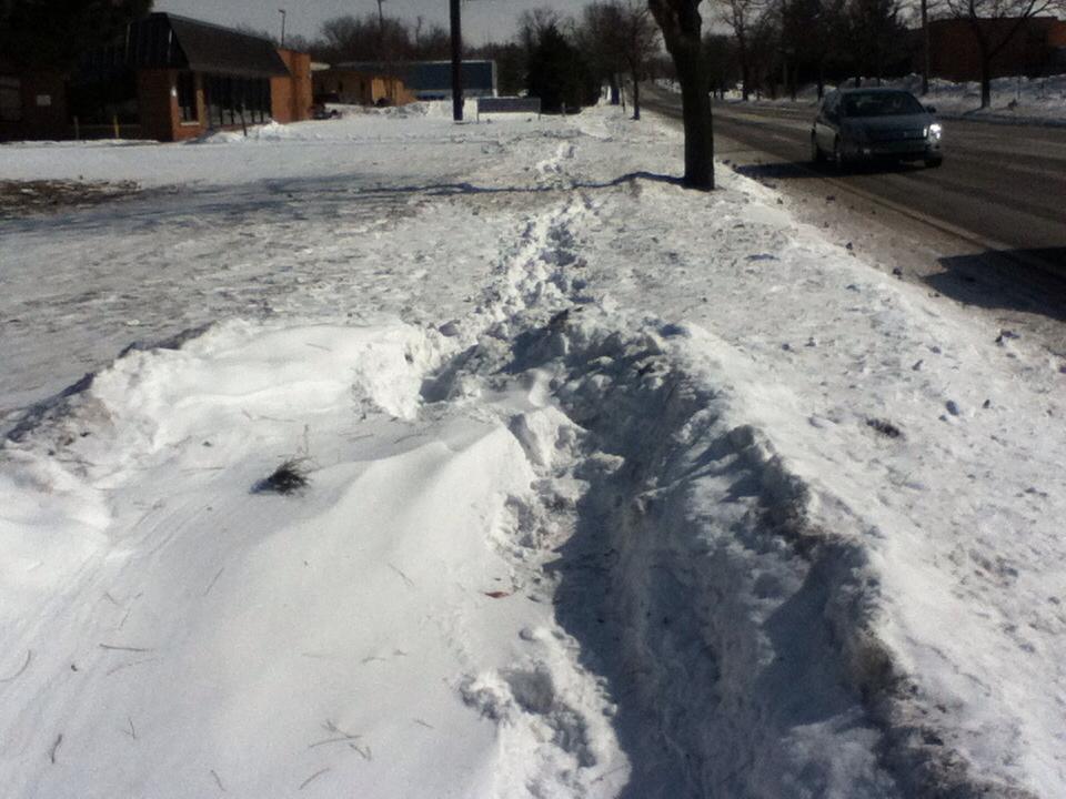 The+sidewalk+by+36th+St.+has+not+been+cleared+all+winter.+Photo+by+Kate+Parsons.