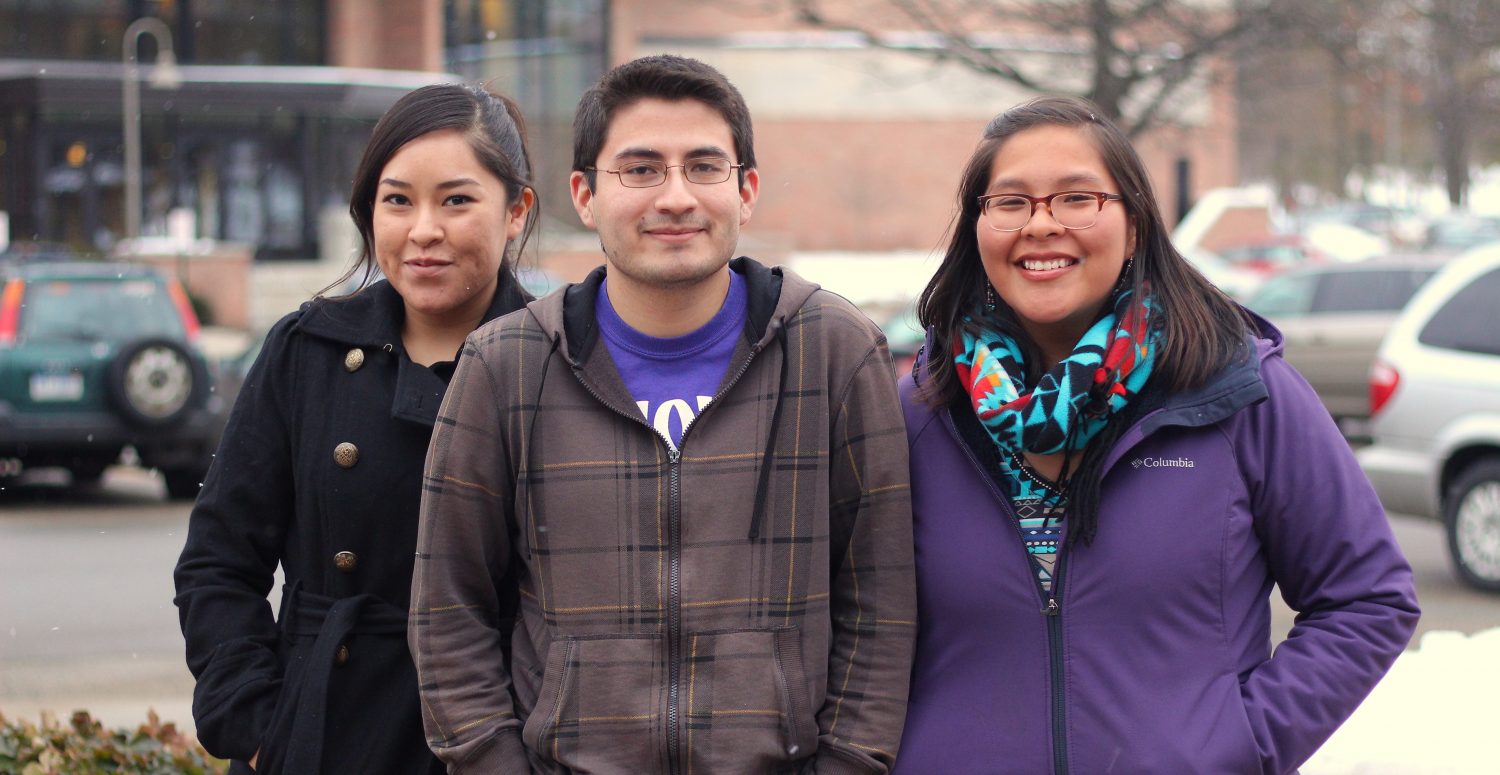 Students Tonisha Begay (left), Benjamin Chee (center), and Chantelle Yazzie (right). Photo by Anna Delph.