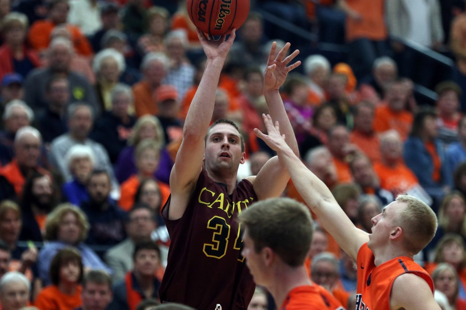 Mike Siegel (34) scored a game high 20 points coming off the bench. Photo courtesy Calvin Sports Information.