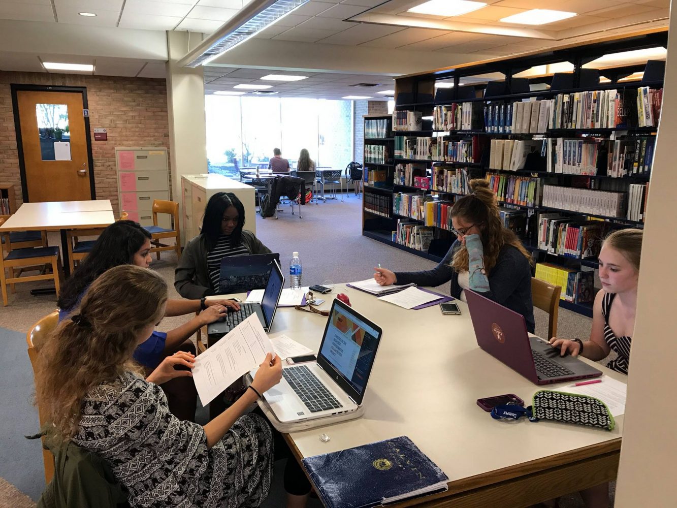 Students study in the library on a Sunday for the first time. Photo courtesy Calvin Senate.