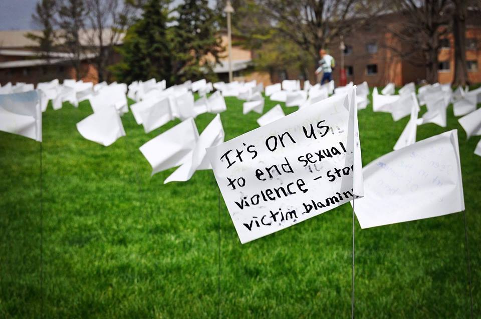 An image from last year’s flag display on Commons Lawn. The Sexual Assault Prevention Team hosted another flag display this year on April 19. Photo courtesy Sexual Assault Prevention Team.