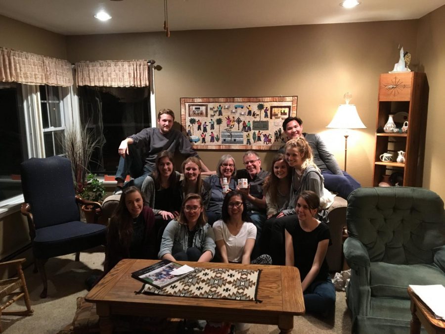 The team enjoys an evening with local couple Mary and Bob Ippel. Photo courtesy Thuy-Tien Nguyen.