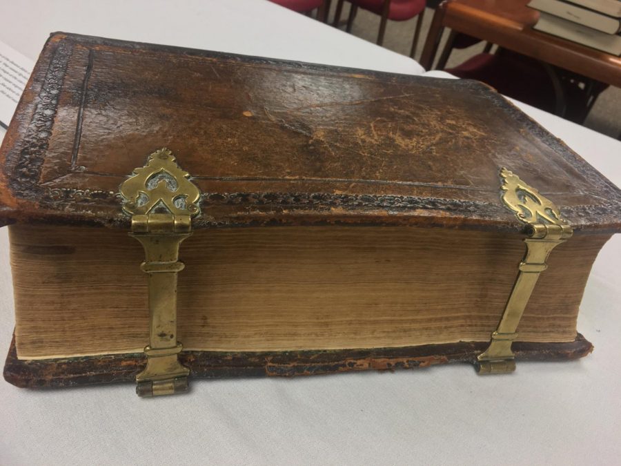Hekman Library currently has various antique Bibles on display. 