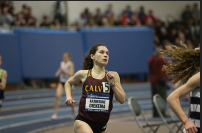 Katie Diekema runs in a track event. She set a school record with a time of 4:52.15. 