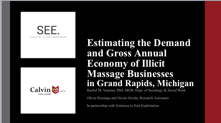 Presentation slide of the report on illicit massage parlors