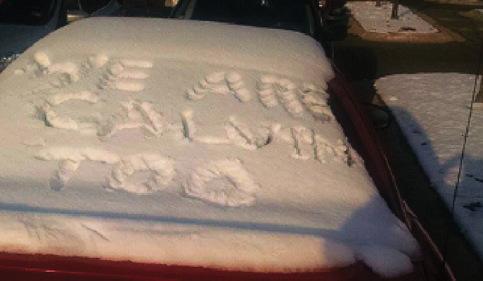 In 2015, students countered the hateful message by writing positive messages in the snow.