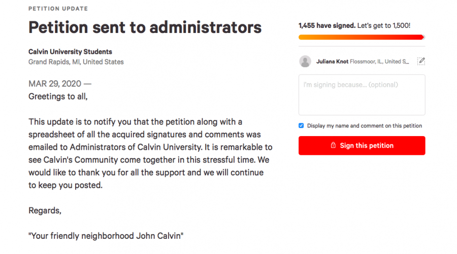 With an initial goal of 1000 signatures, the petition has garnered over 1400.