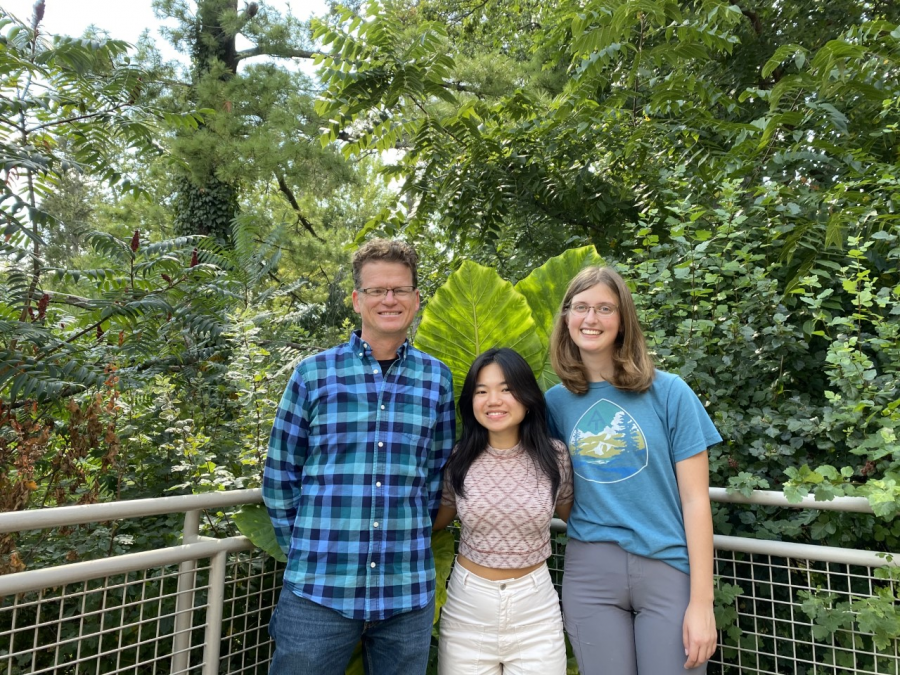 The current STEM ambassadors Audrey Tran (center) and Haleigh Bos (right), along with Professor Herbert Fynewever (left) who leads the ambassadors. (Photo courtesy Audrey Tran)