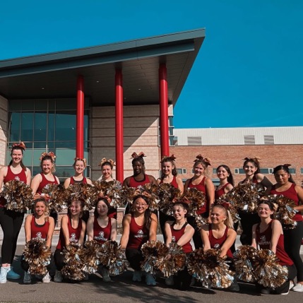 Calvin Knights Cheer performed at the Sept. 30 football scrimmage. Photo courtesy of Abi VanDoorne.