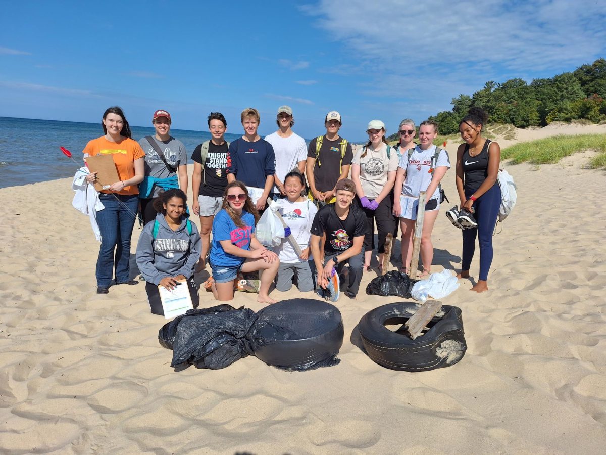Fifteen students cleaned about 125 pounds of garbage off the beach. 