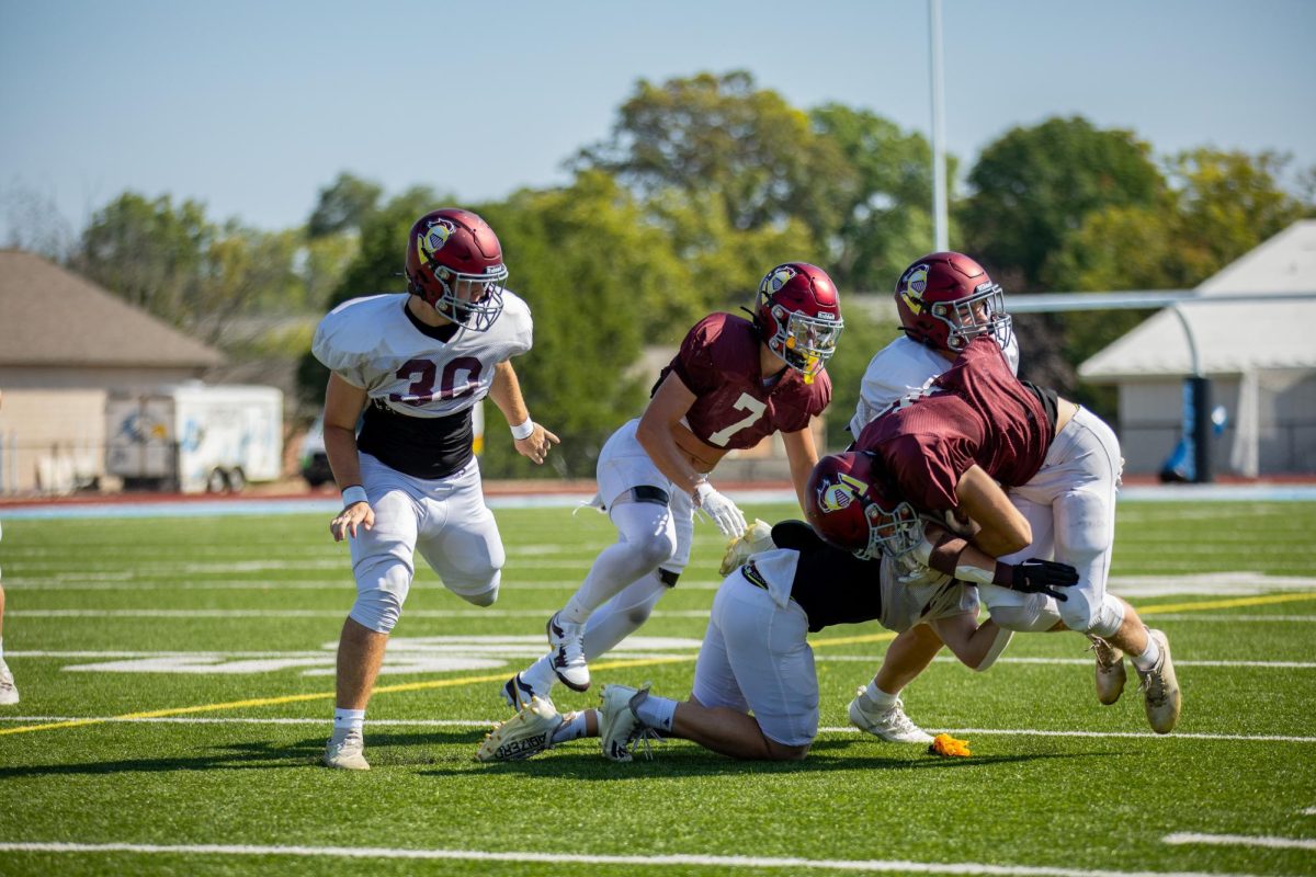 Calvins football team played its first scrimmage as a part of homecoming weekend. 