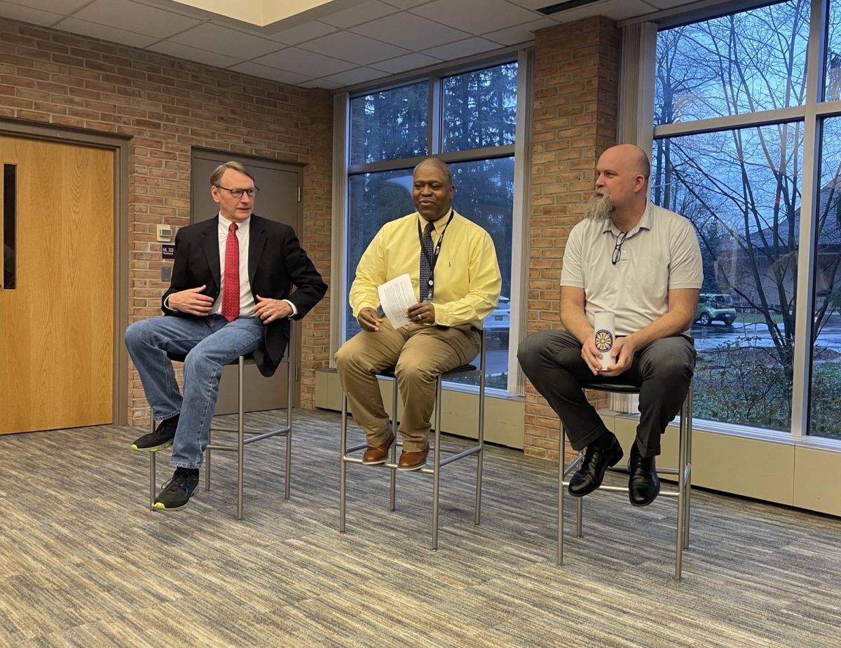 Professors Doug Koopman, Eric Washington and Micah Watson led a talk regarding the civil charges against former president Donald Trump and presidential accountability.