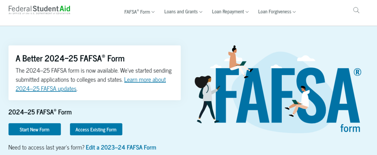 The Free Application for Federal Student Aid (FAFSA) underwent a redesign for the 2024-25 academic year. Screenshot by Ethan Meyers