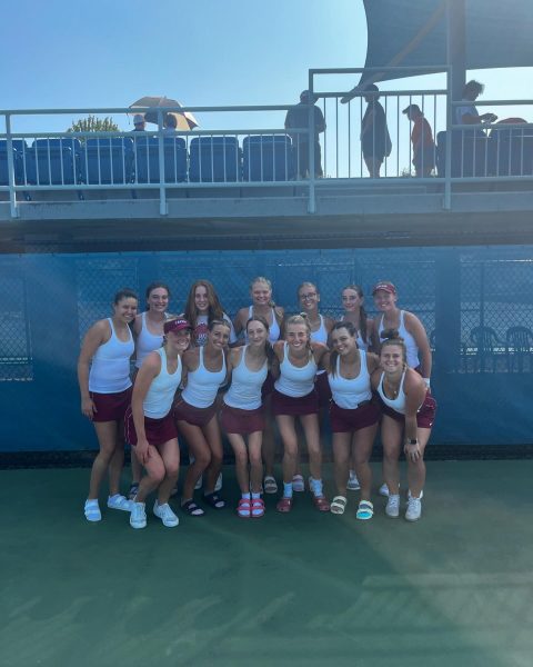 The women’s team built off last year’s success at this year’s Hope Tournament. Photo from @calvinwtennis on Instagram.