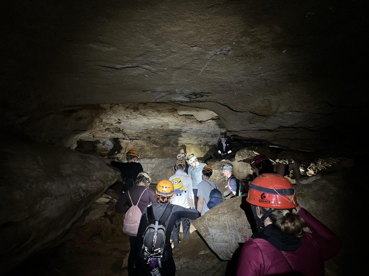 Calvin students explore Sullivan Cave. Photo courtesy Zach Kern. 