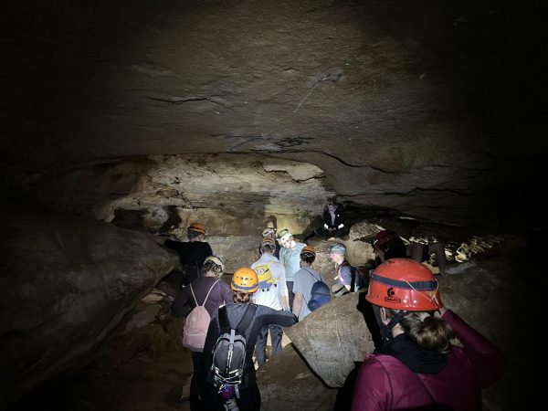 Calvin students explore Sullivan Cave. Photo courtesy Zach Kern. 