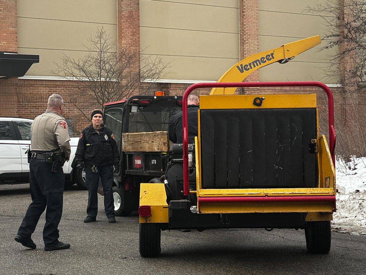 A campus safety officer on the scene of the injury outside Spoelhof Fieldhouse