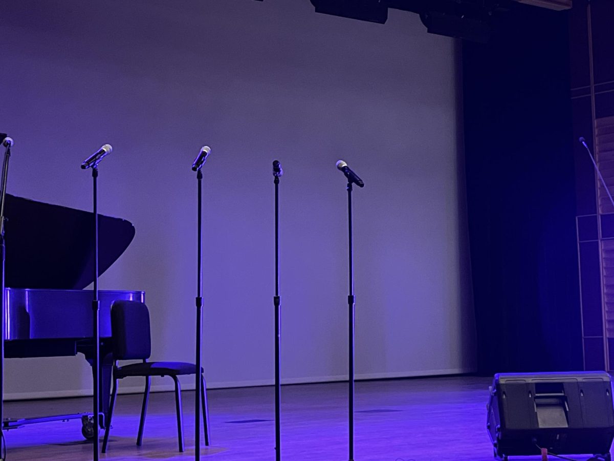 Mics wait on the CFAC for Late Night performers. 