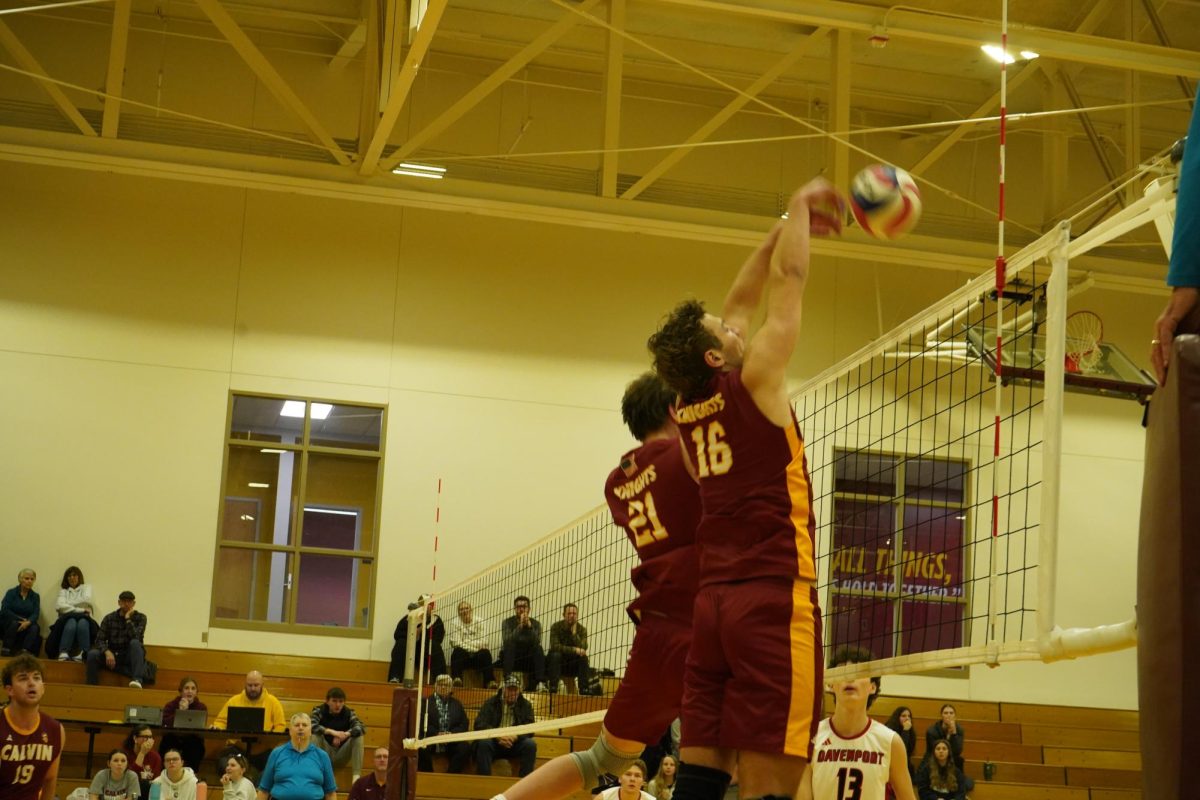 Men's volleyball during their winning game.